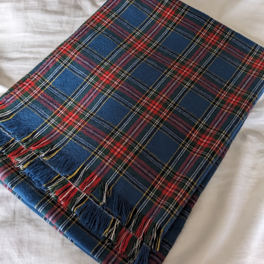LL Bean Plaid Flannel Blanket Scarf